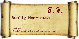 Buslig Henrietta névjegykártya